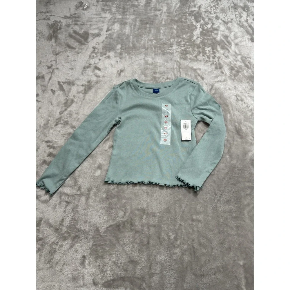 Old Navy Kids Girls Size XS (5) Long Sleeve Top Tee T-Shirt Seafoam Green‎ NWT